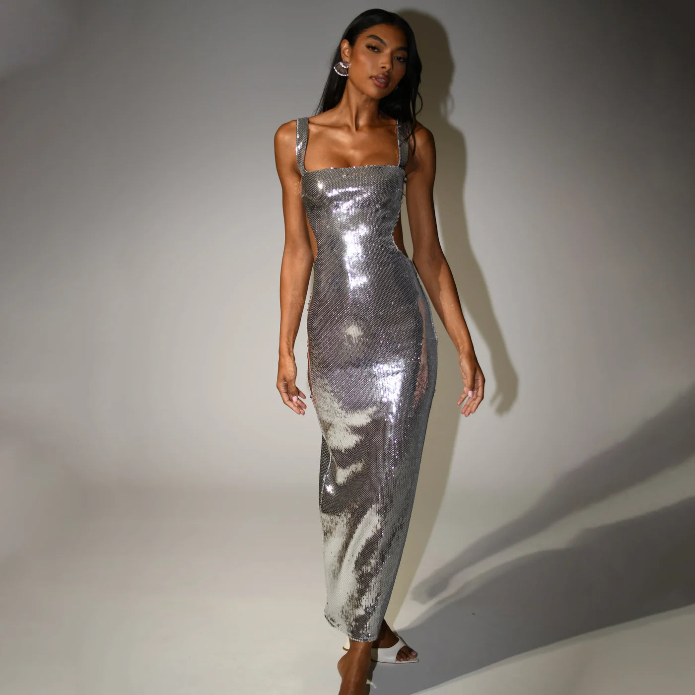 Maxi Dress | Metallic Sequin Finish | Evening Wear