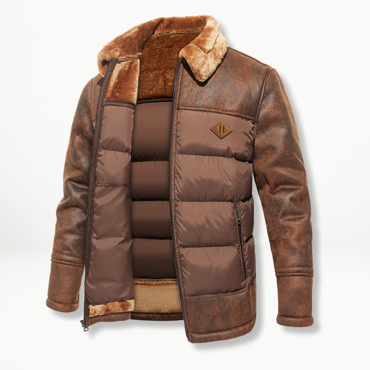 Padded Leather-Look Jacket | Faux Fur Collar | Warm and Stylish