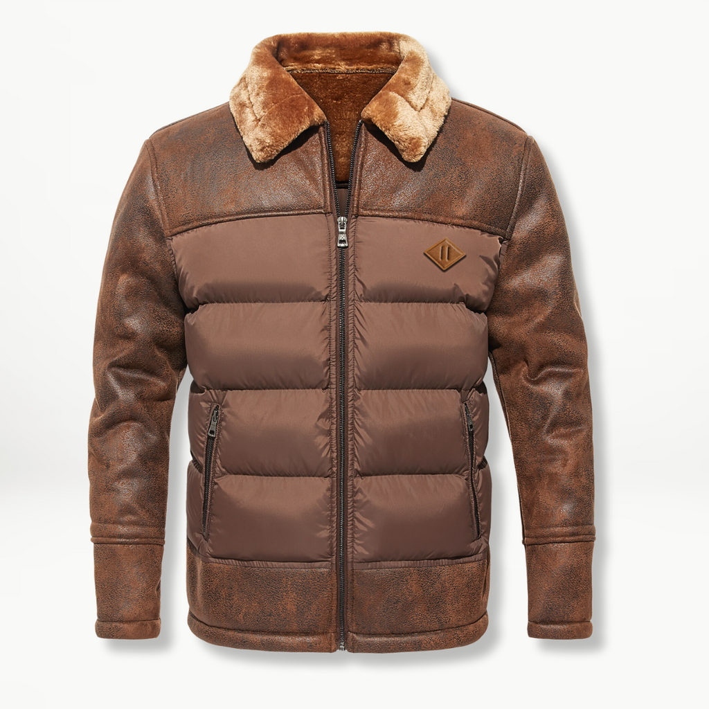 Padded Leather-Look Jacket | Faux Fur Collar | Warm and Stylish