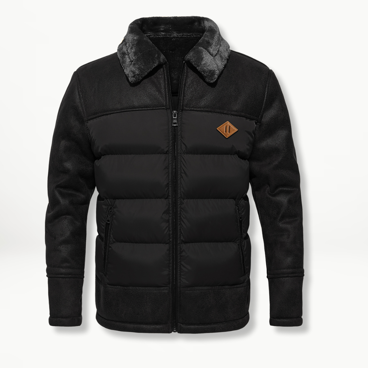 Padded Leather-Look Jacket | Faux Fur Collar | Warm and Stylish
