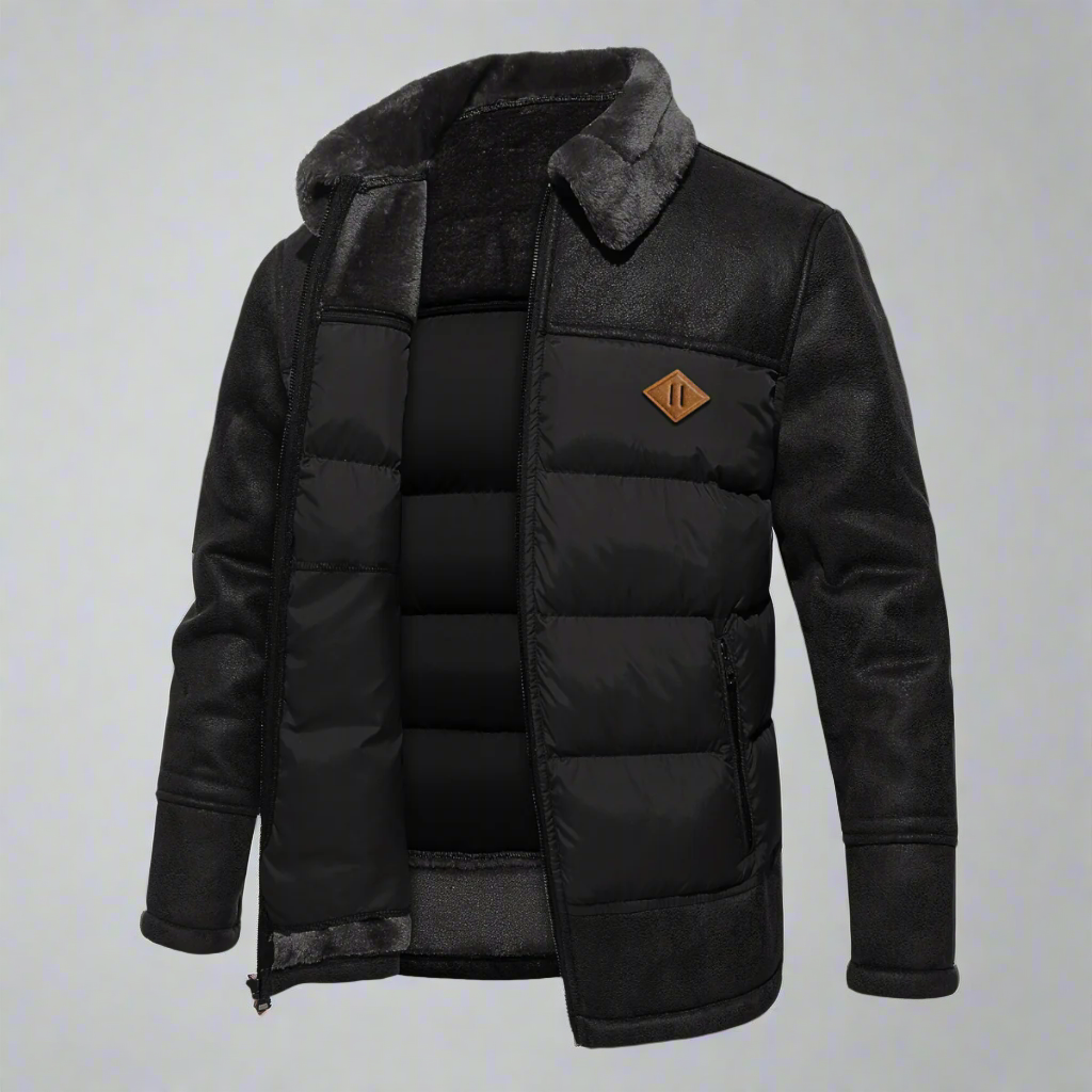 Padded Leather-Look Jacket | Faux Fur Collar | Warm and Stylish