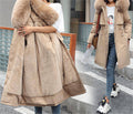 Fleece-Lined Long Winter Jacket with Big Fur Collar