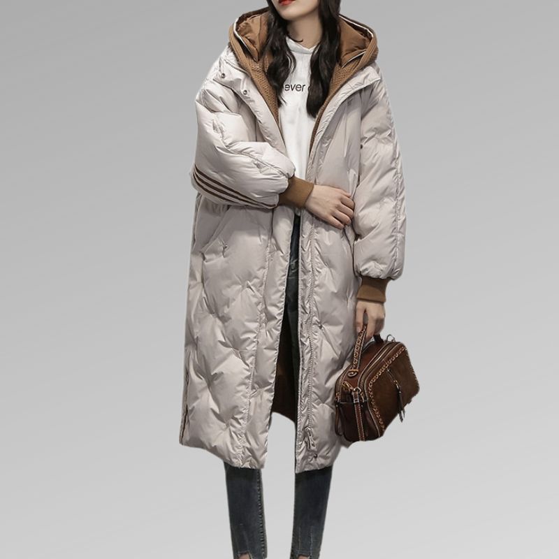 Oversized Long Quilted Puffer Coat | Hooded Design | Warm and Stylish