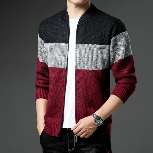 Color-Block Zip-Up Cardigan | Modern Style | Comfortable Fit