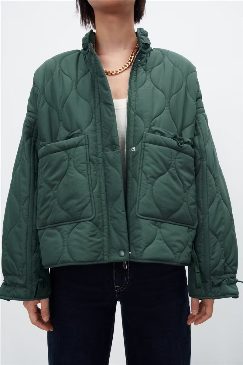 Quilted Hooded Coat | Large Pockets, Loose Fit | Casual Autumn and Winter Wear