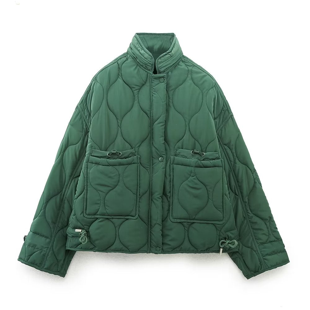 Quilted Hooded Coat | Large Pockets, Loose Fit | Casual Autumn and Winter Wear