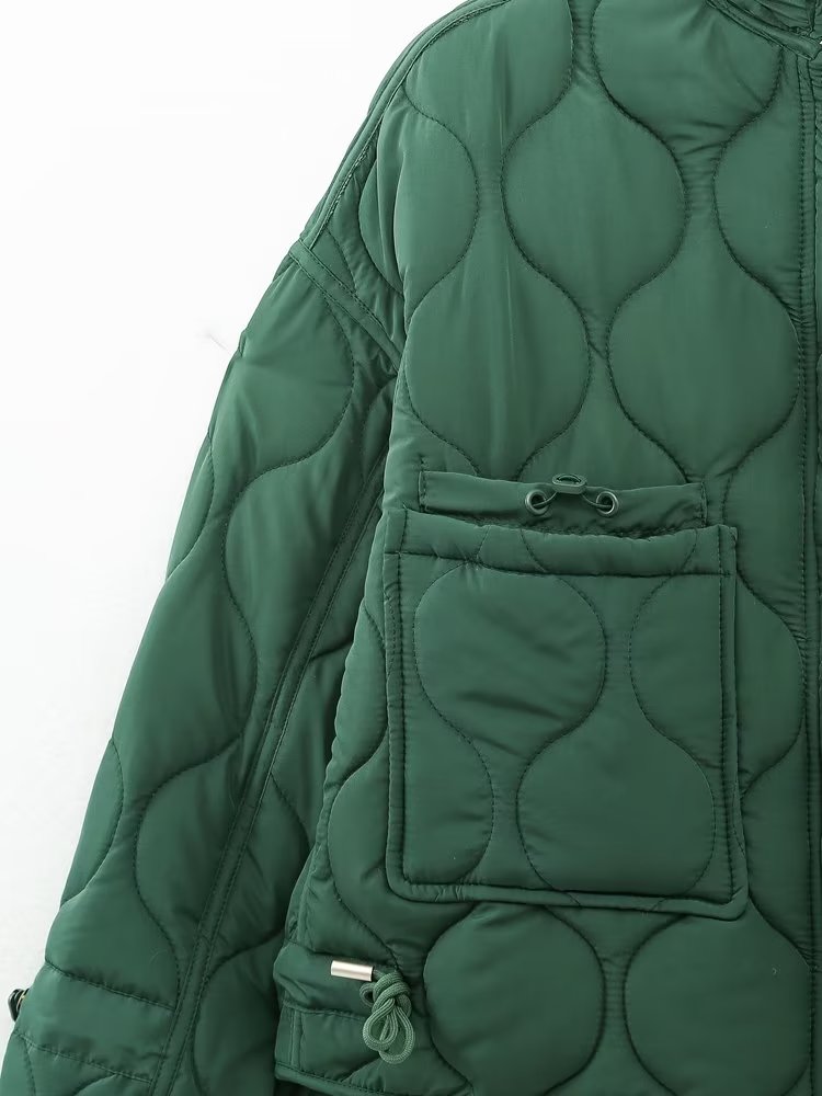 Quilted Hooded Coat | Large Pockets, Loose Fit | Casual Autumn and Winter Wear