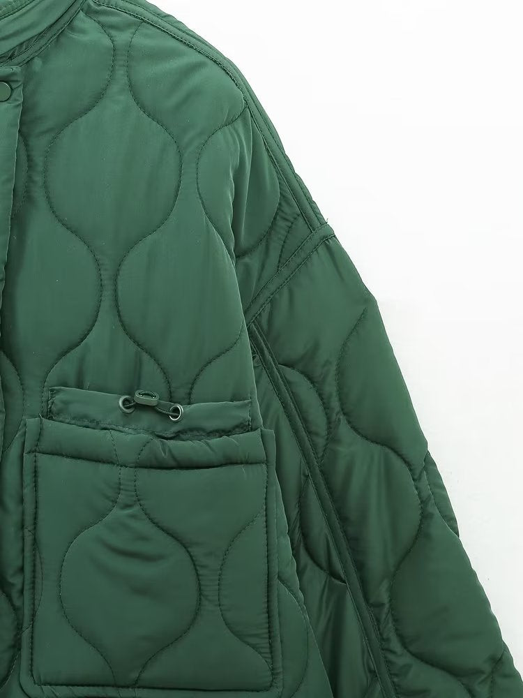 Quilted Hooded Coat | Large Pockets, Loose Fit | Casual Autumn and Winter Wear