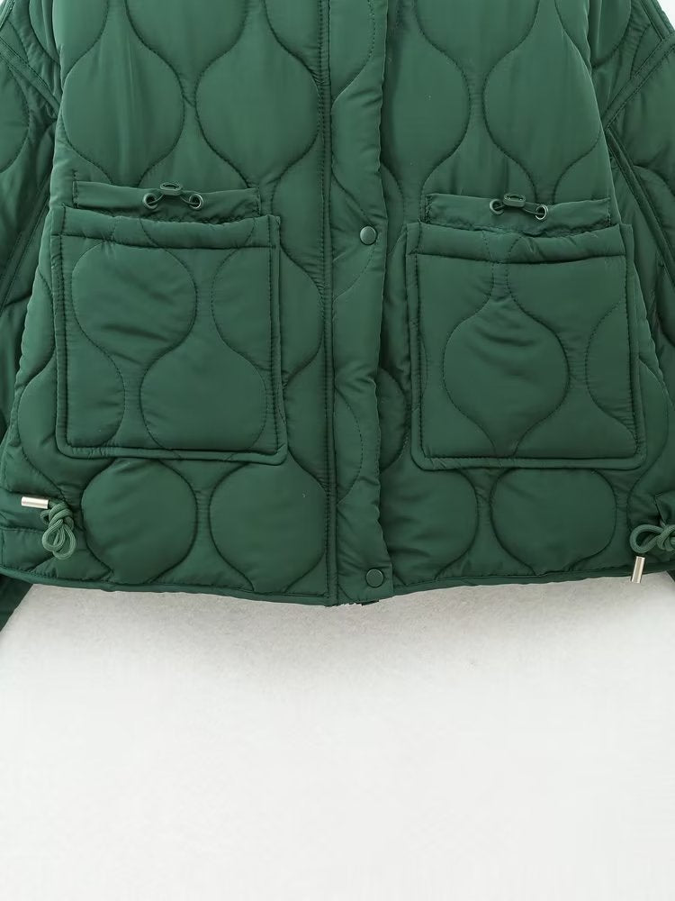 Quilted Hooded Coat | Large Pockets, Loose Fit | Casual Autumn and Winter Wear