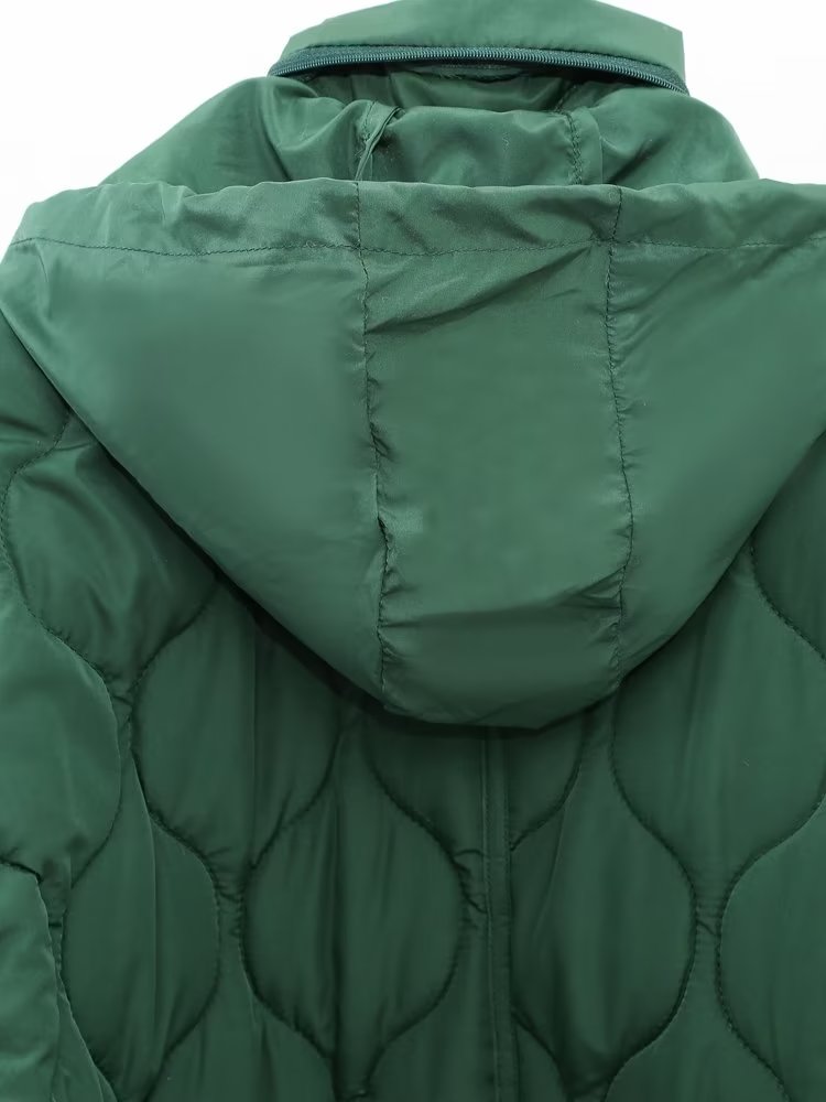 Quilted Hooded Coat | Large Pockets, Loose Fit | Casual Autumn and Winter Wear
