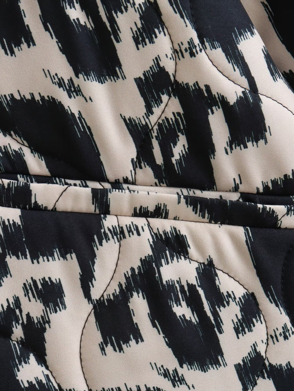 Collarless Animal Print Cotton Coat | Loose Fit, Stylish Design | Casual Autumn and Winter Wear