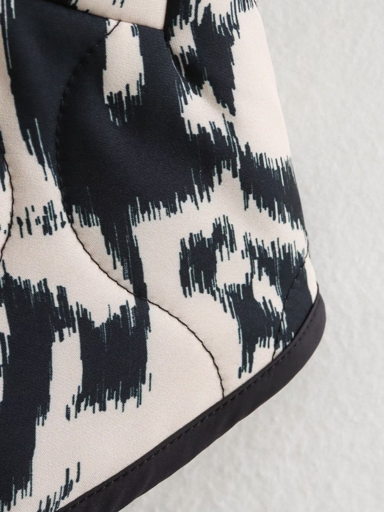 Collarless Animal Print Cotton Coat | Loose Fit, Stylish Design | Casual Autumn and Winter Wear