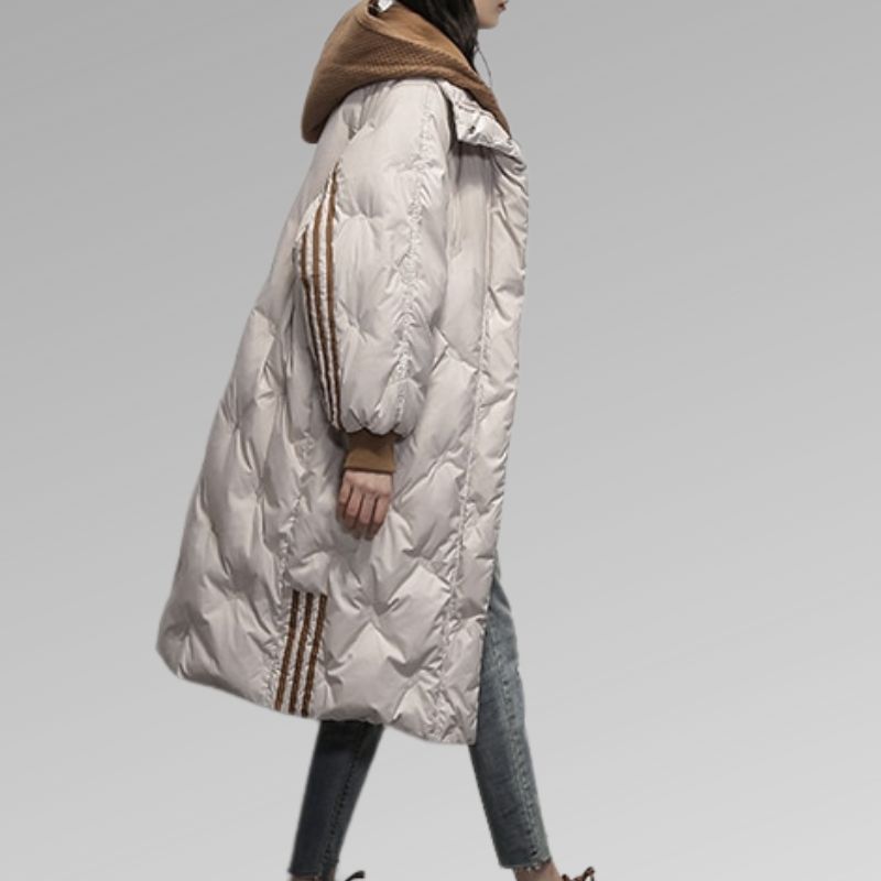 Oversized Long Quilted Puffer Coat | Hooded Design | Warm and Stylish