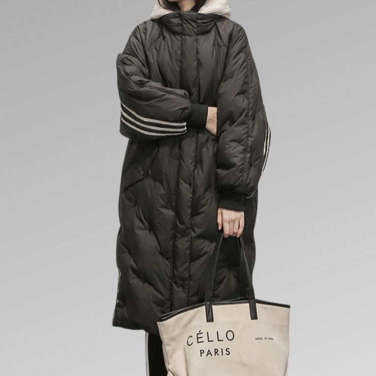 Oversized Long Quilted Puffer Coat | Hooded Design | Warm and Stylish