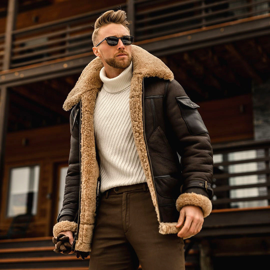 Aviator Shearling Jacket | Faux Leather | Warm and Stylish
