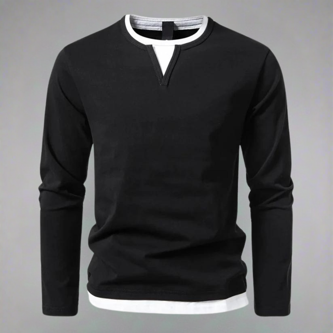 Two-Tone Long-Sleeve Shirt | Cotton Blend | Layered Look