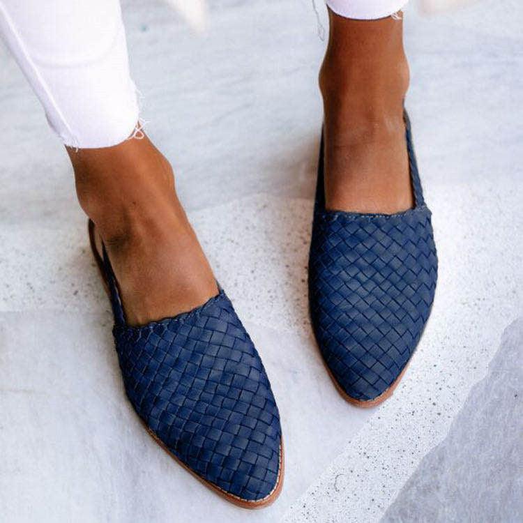 Woven Slingback Flats | Brown Leather | Summer Casual