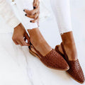 Woven Slingback Flats | Brown Leather | Summer Casual