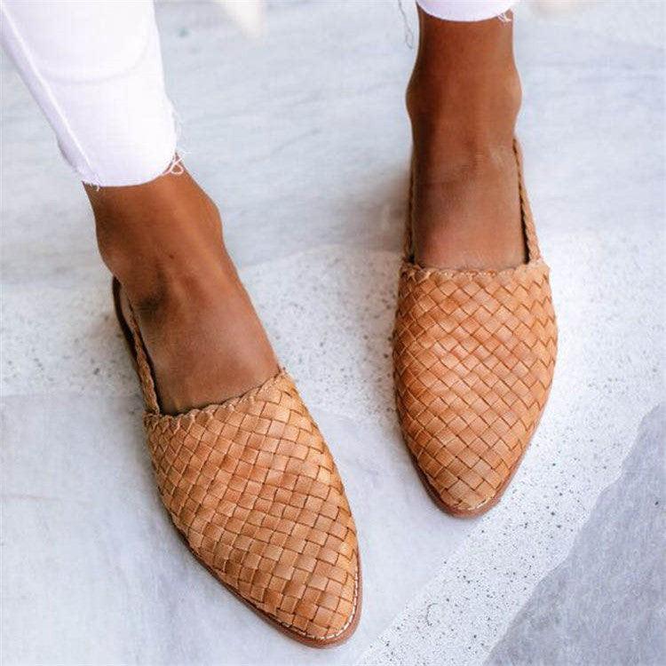 Woven Slingback Flats | Brown Leather | Summer Casual