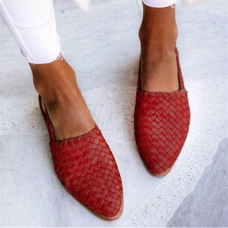 Woven Slingback Flats | Brown Leather | Summer Casual
