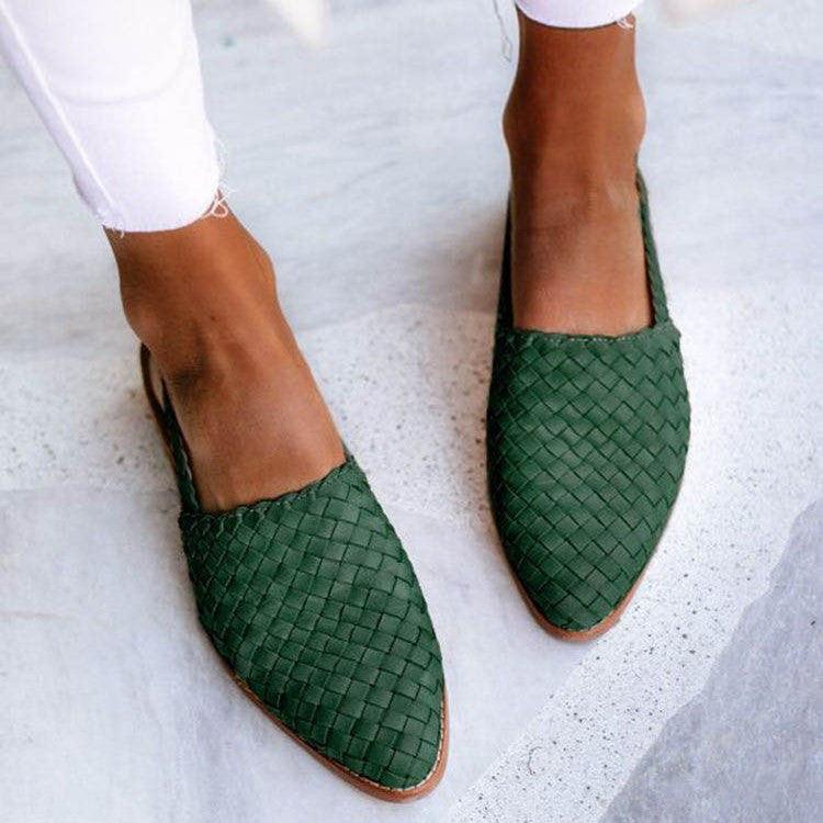 Woven Slingback Flats | Brown Leather | Summer Casual