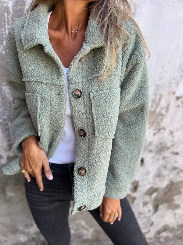 Women's Sherpa Shirt Jacket | Oversized Fit | Cosy Button-Up Shacket