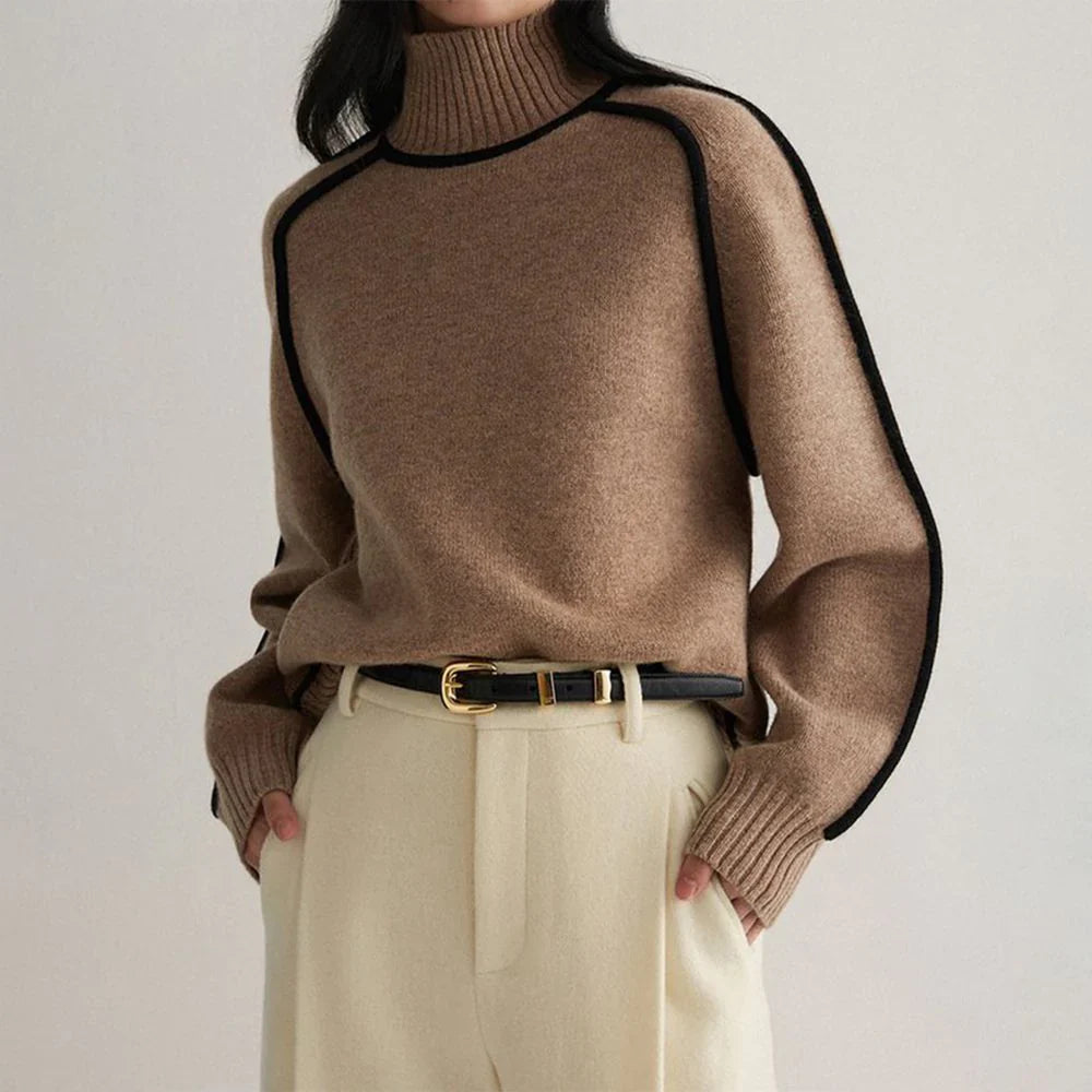 Turtleneck Jumper | Contrast Trim Design | Everyday Elegance
