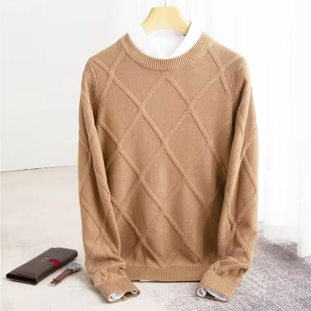 Diamond-Knit Crewneck Sweater | Classic Style | Comfortable Fit
