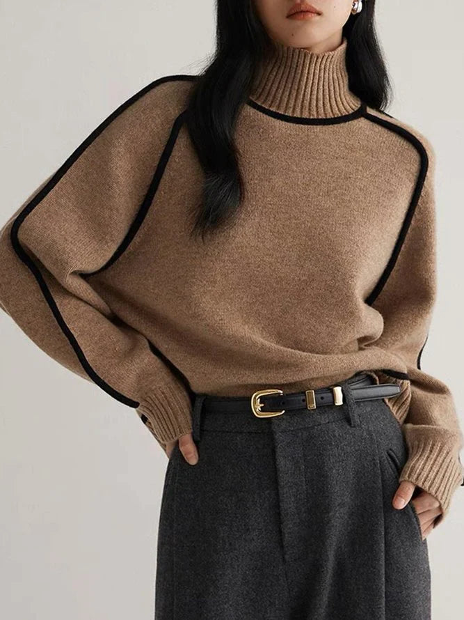 Turtleneck Jumper | Contrast Trim Design | Everyday Elegance