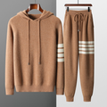 Knitted Hoodie & Jogger Set | Striped Accents | Soft and Stylish