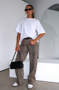Leopard Wide-Leg Jeans | Low Rise Fit | Casual Chic