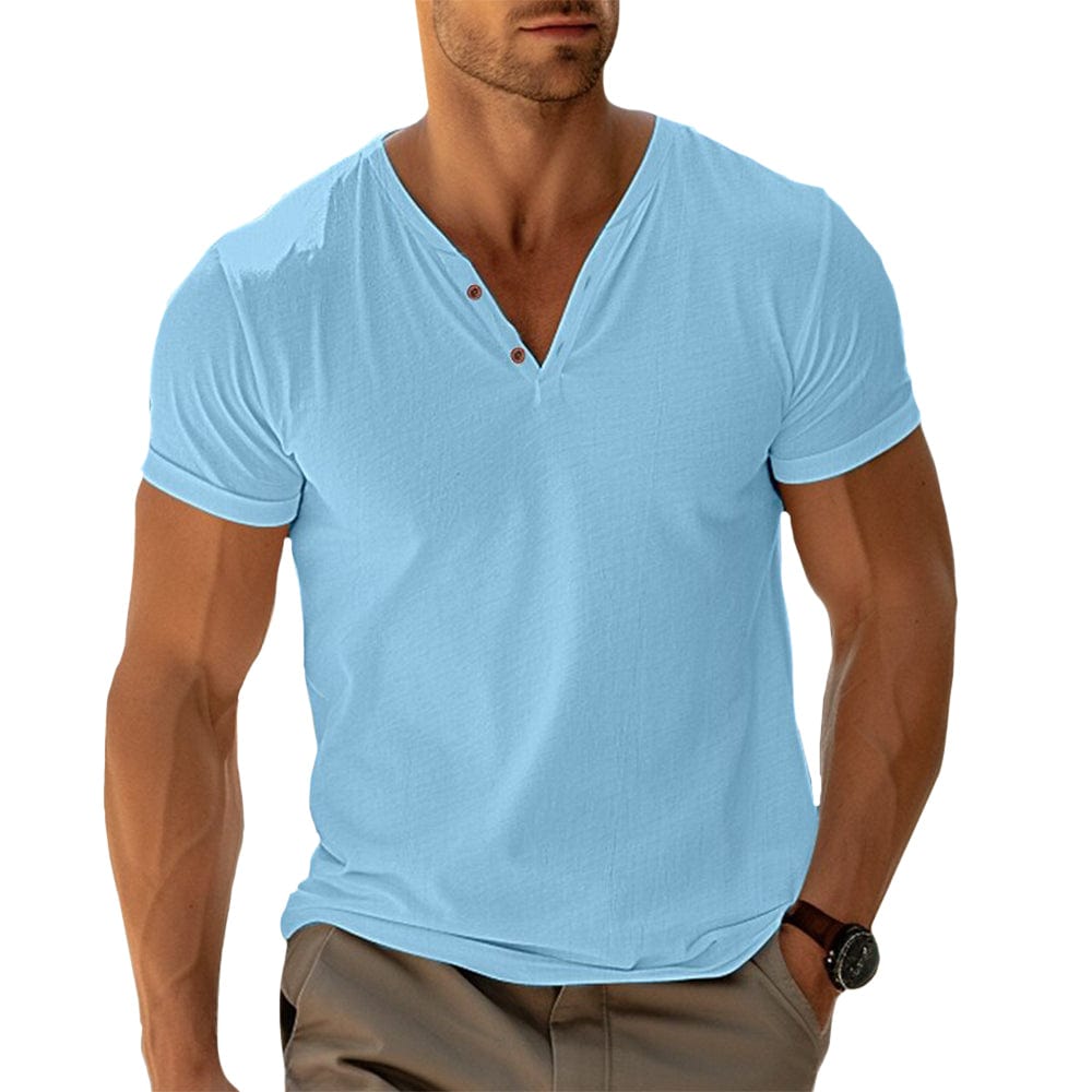 Men's Short-Sleeve V-Neck Henley Shirt | Slim Fit | Casual Summer Essential