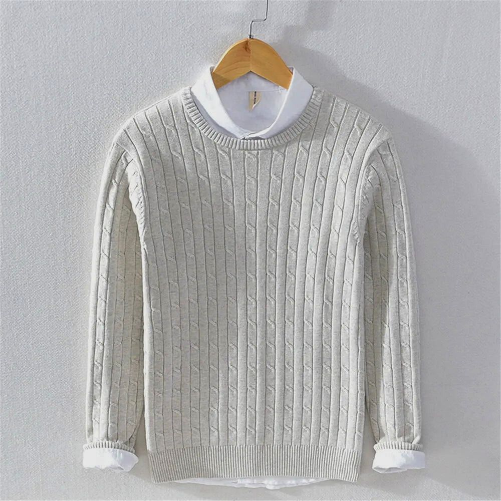 Cable-Knit Sweater | Mock Collar | Classic and Stylish