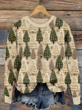 Festive Knitted Sweater | Holiday Tree Print | Warm & Cosy Knitwear
