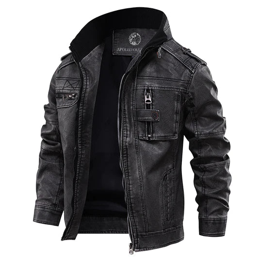 Faux Leather Jacket | Rugged Style | Slim Fit