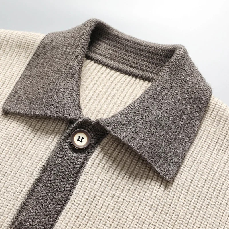 Contrast-Collar Button-Up Cardigan | Refined Style | Cozy Fit