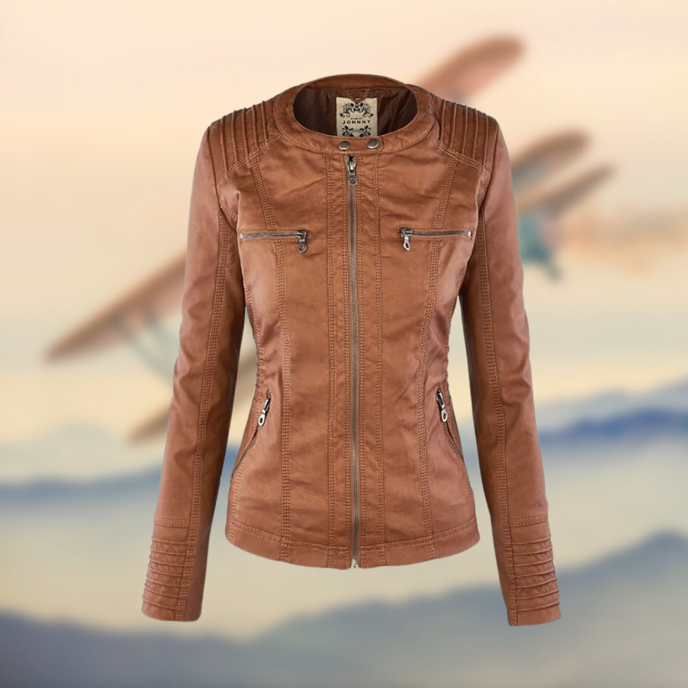 Women's Faux Leather Jacket with Hoodie | Slim Fit | Casual Chic Outerwear