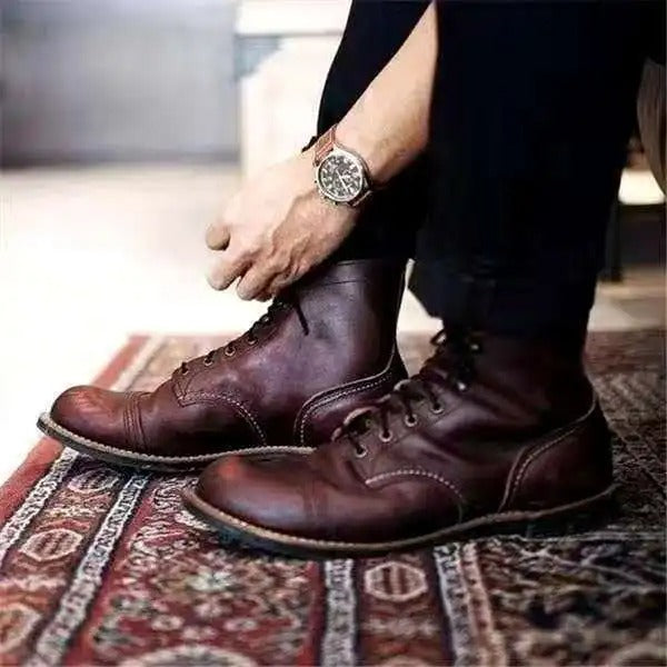 Leather Lace-Up Boots | Rugged and Stylish | Durable Design