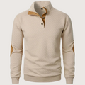 Knitted Pullover | Button-Up Collar & Elbow Patches | Smart Casual Wear
