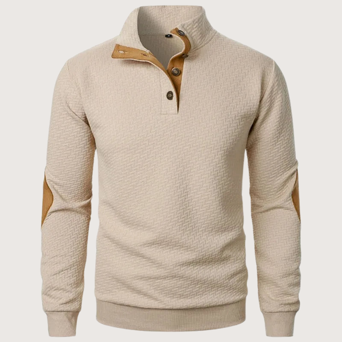 Knitted Pullover | Button-Up Collar & Elbow Patches | Smart Casual Wear