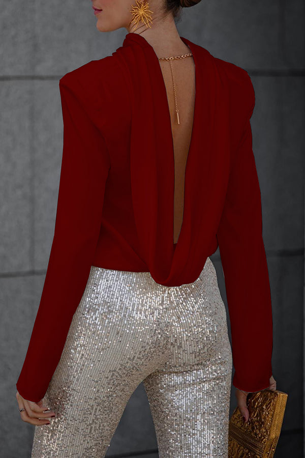 Satin Blouse | Cowl Neck with Back Chain Detail | Elegant Wear