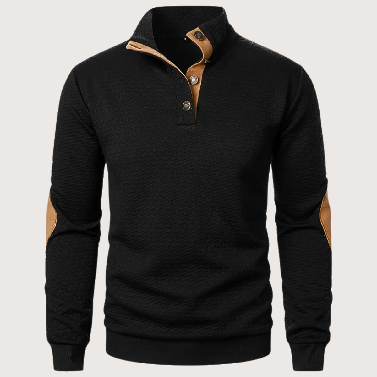 Knitted Pullover | Button-Up Collar & Elbow Patches | Smart Casual Wear