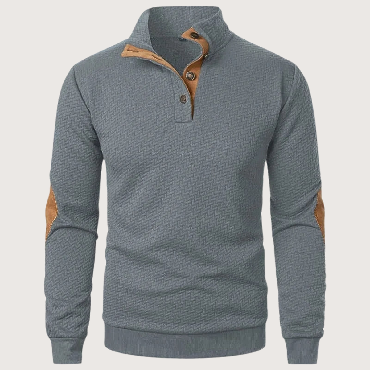 Knitted Pullover | Button-Up Collar & Elbow Patches | Smart Casual Wear
