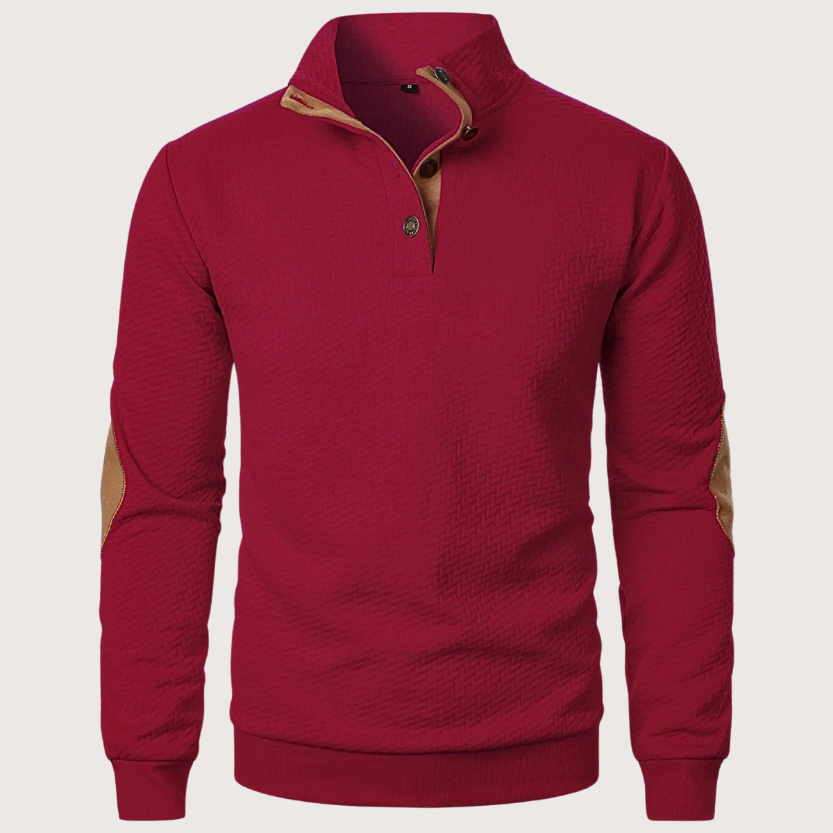 Knitted Pullover | Button-Up Collar & Elbow Patches | Smart Casual Wear