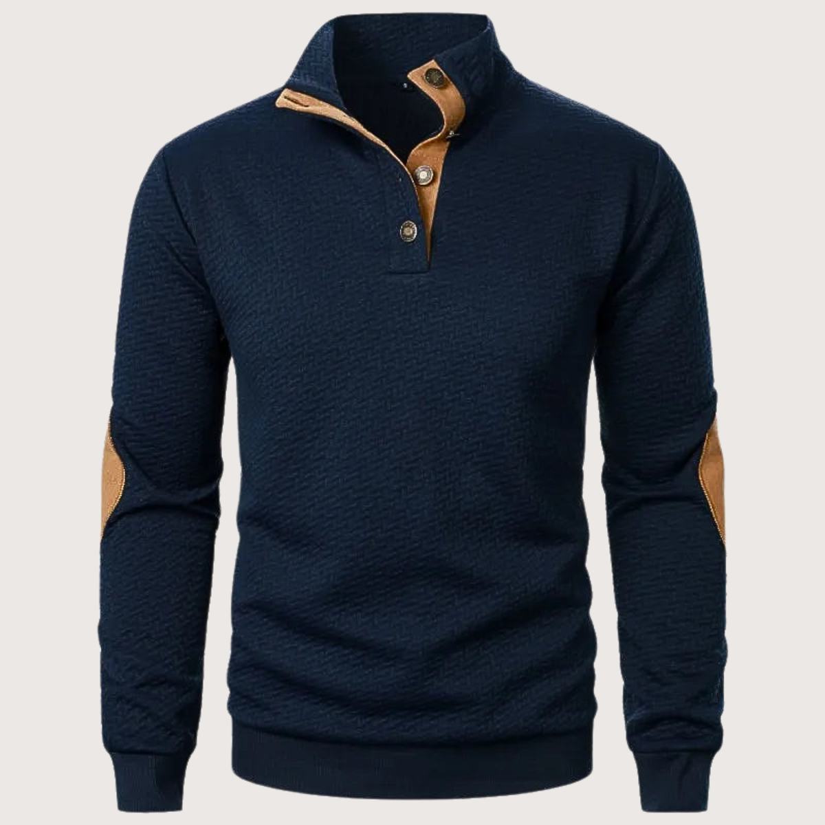 Knitted Pullover | Button-Up Collar & Elbow Patches | Smart Casual Wear