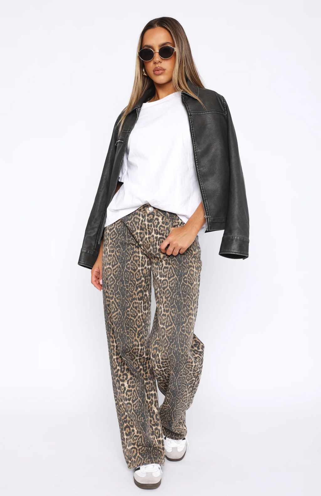 Leopard Wide-Leg Jeans | Low Rise Fit | Casual Chic