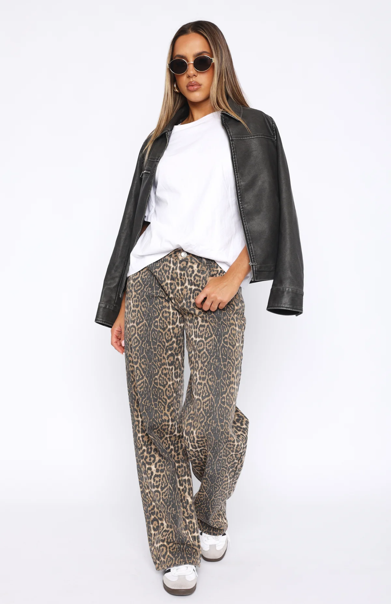 Leopard Wide-Leg Jeans | Low Rise Fit | Casual Chic