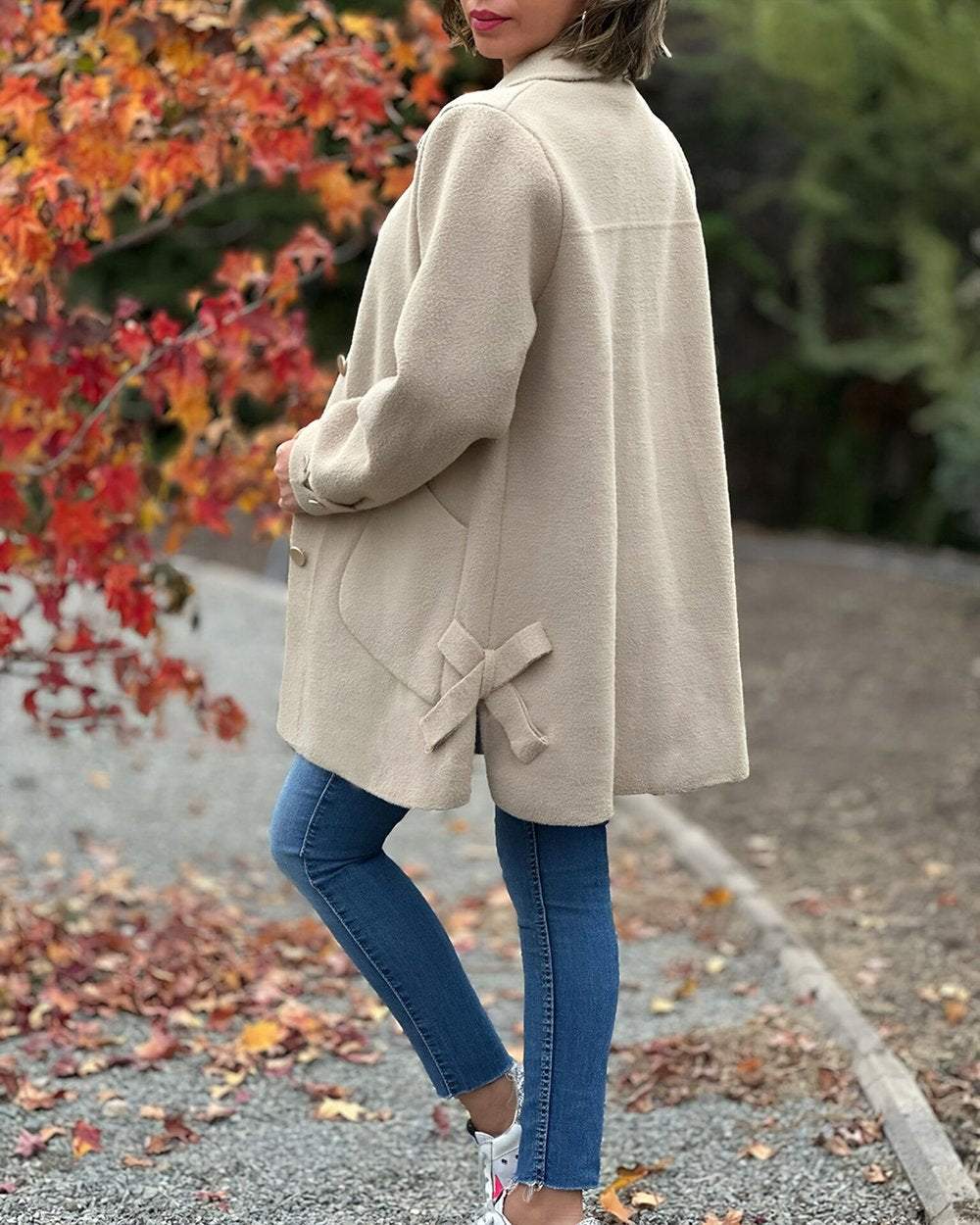 Classic Button-Up Coat | Polyester | Elegant and Versatile