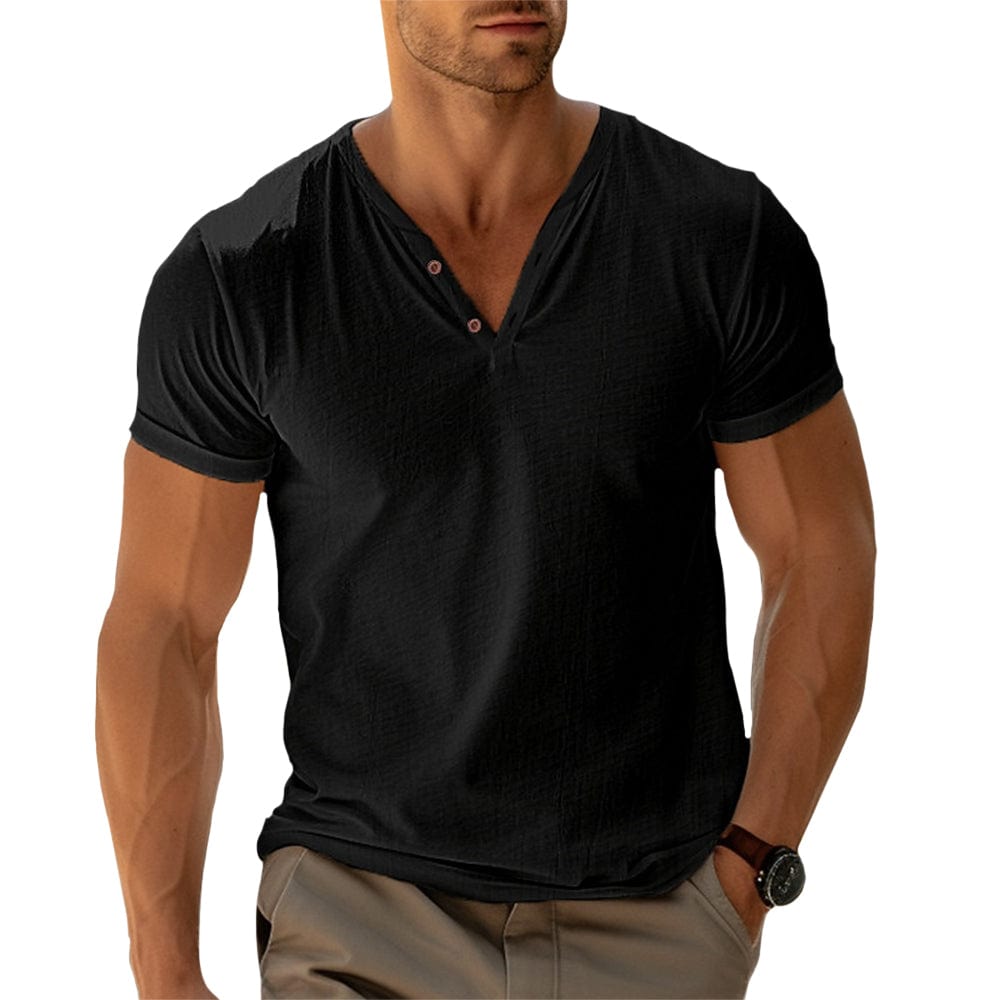 Men's Short-Sleeve V-Neck Henley Shirt | Slim Fit | Casual Summer Essential