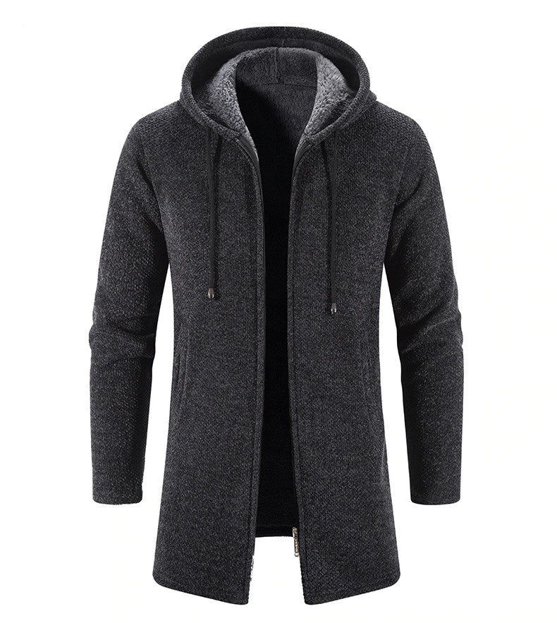 Long Hooded Jacket | Cotton-Polyester Blend | Winter Warmth